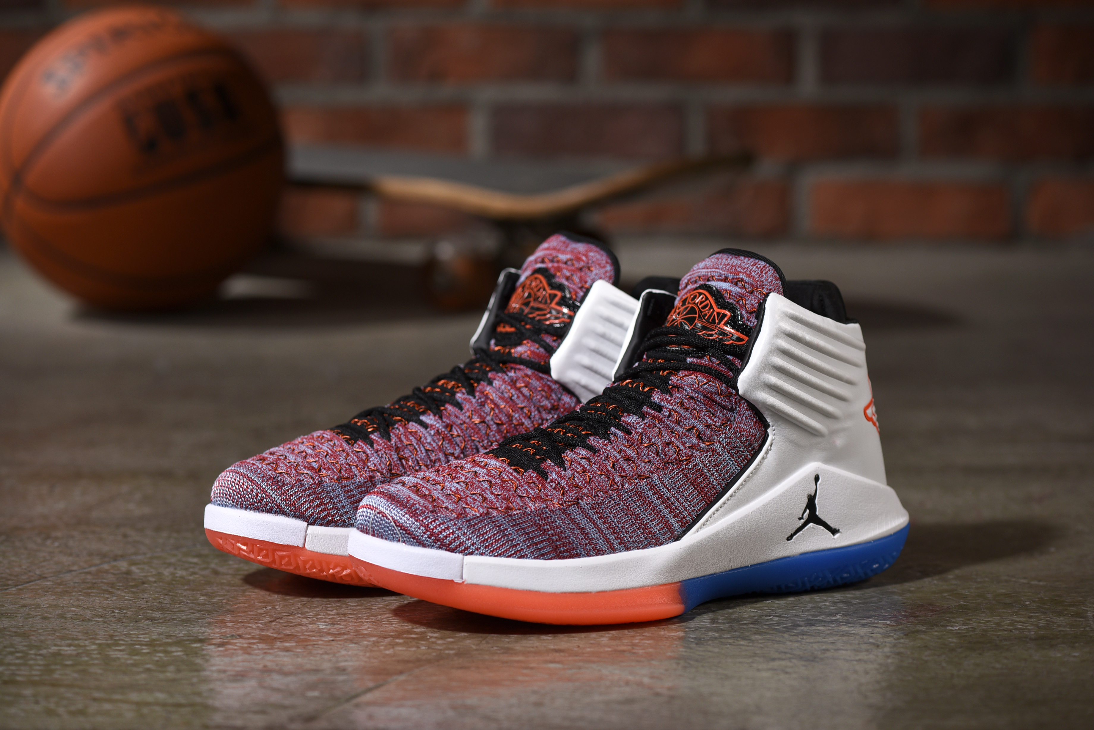 New Air Jordan 32 Wine Red Orange White Blue Shoes - Click Image to Close